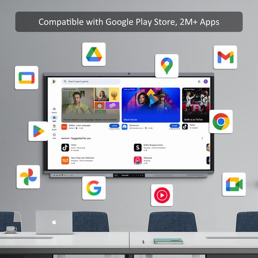 Shiarffe R9 Smart Board 65" 4K Touchscreen Display, Flagship Processor, Compatible with Google Play Store, All in One Computer Built-in AI Camera for Classroom Office Video Conference