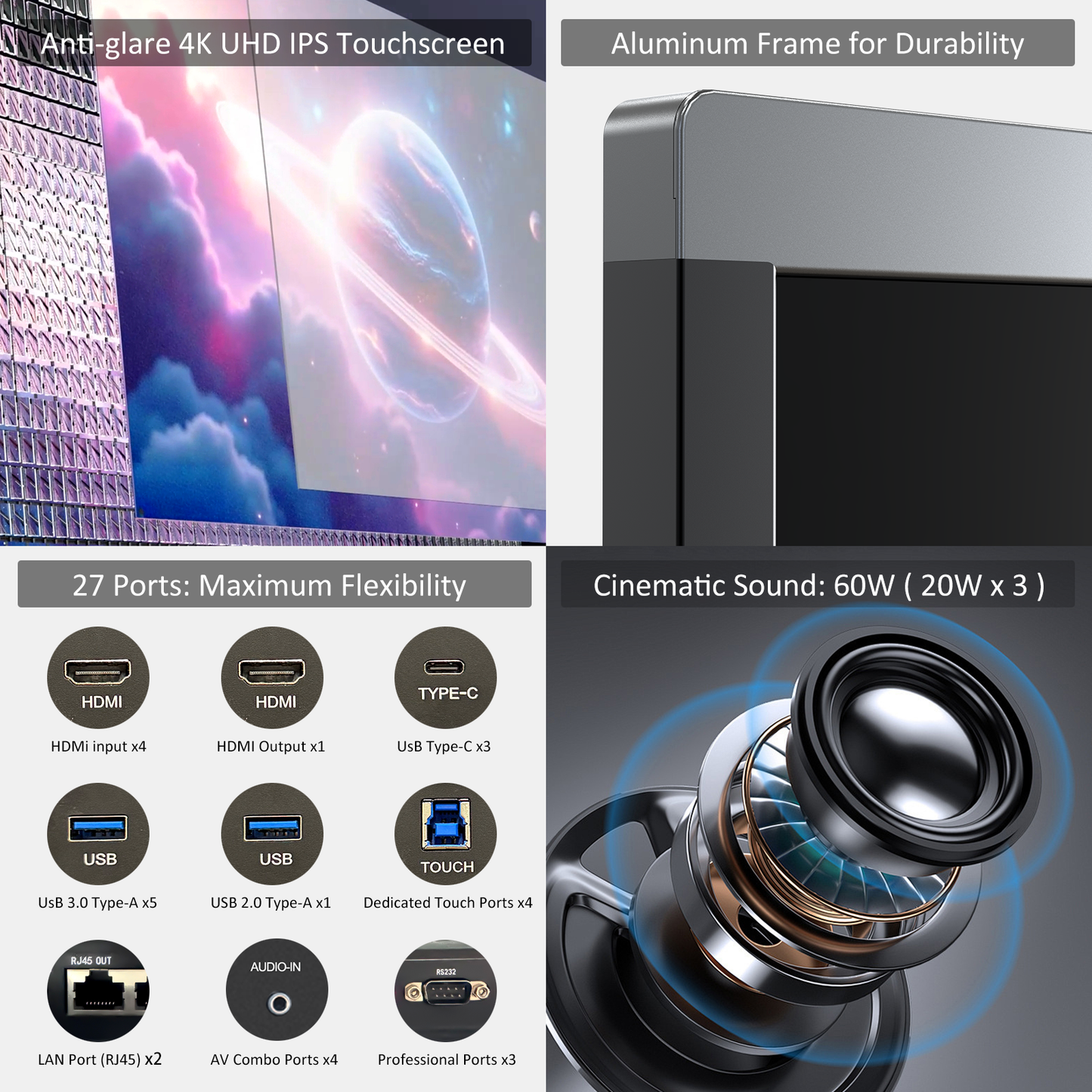 Shiarffe R9 Smart Board 65" 4K Touchscreen Display, Flagship Processor, Compatible with Google Play Store, All in One Computer Built-in AI Camera for Classroom Office Video Conference