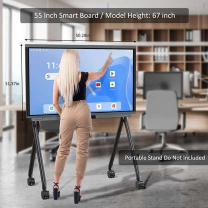 Shiarffe R9 Smart Board 55" 4K Touchscreen Display, Flagship Processor, Compatible with Google Play Store, All in One Computer for Classroom Office Video Conference