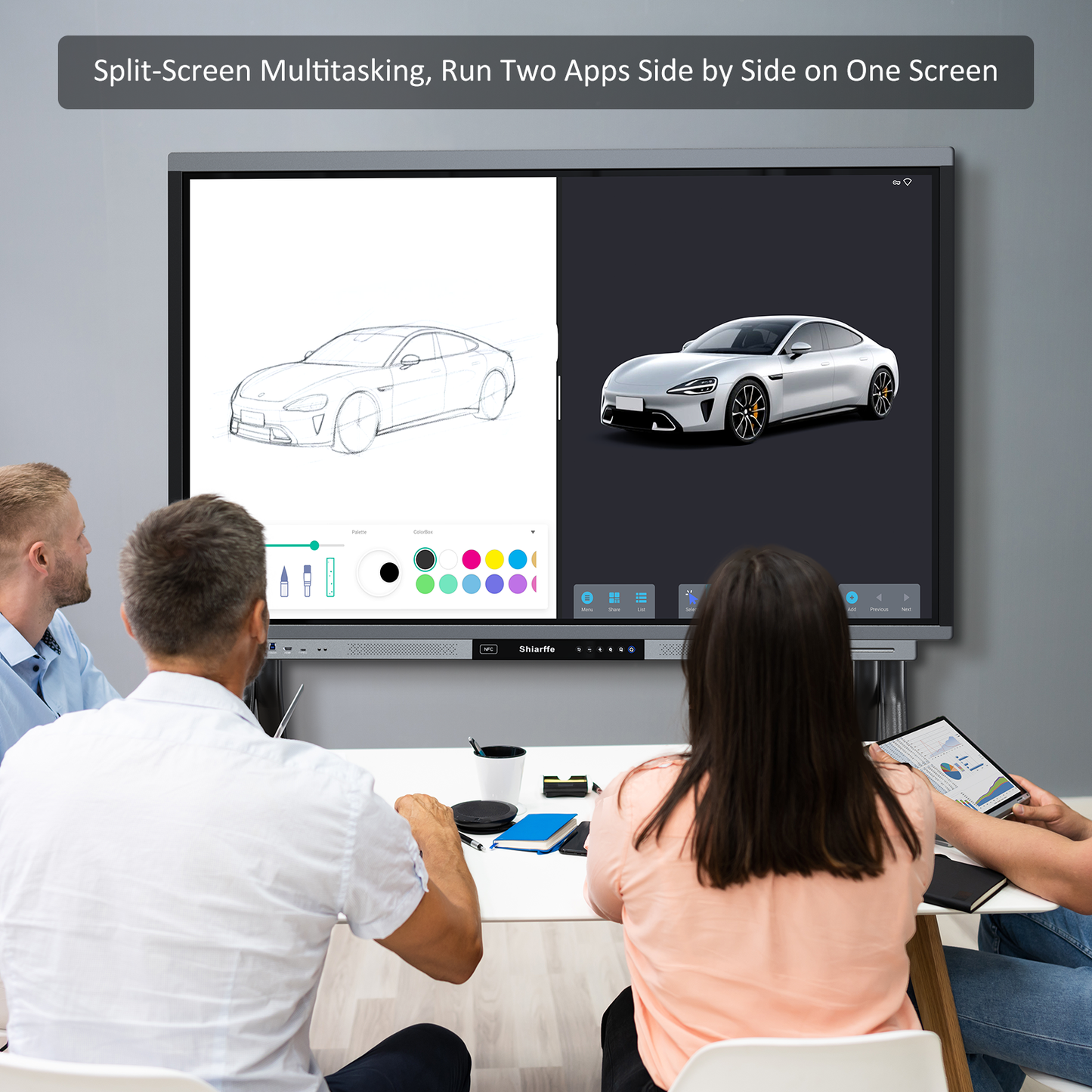 Shiarffe R9 Smart Board 55" 4K Touchscreen Display, Flagship Processor, Compatible with Google Play Store, All in One Computer for Classroom Office Video Conference