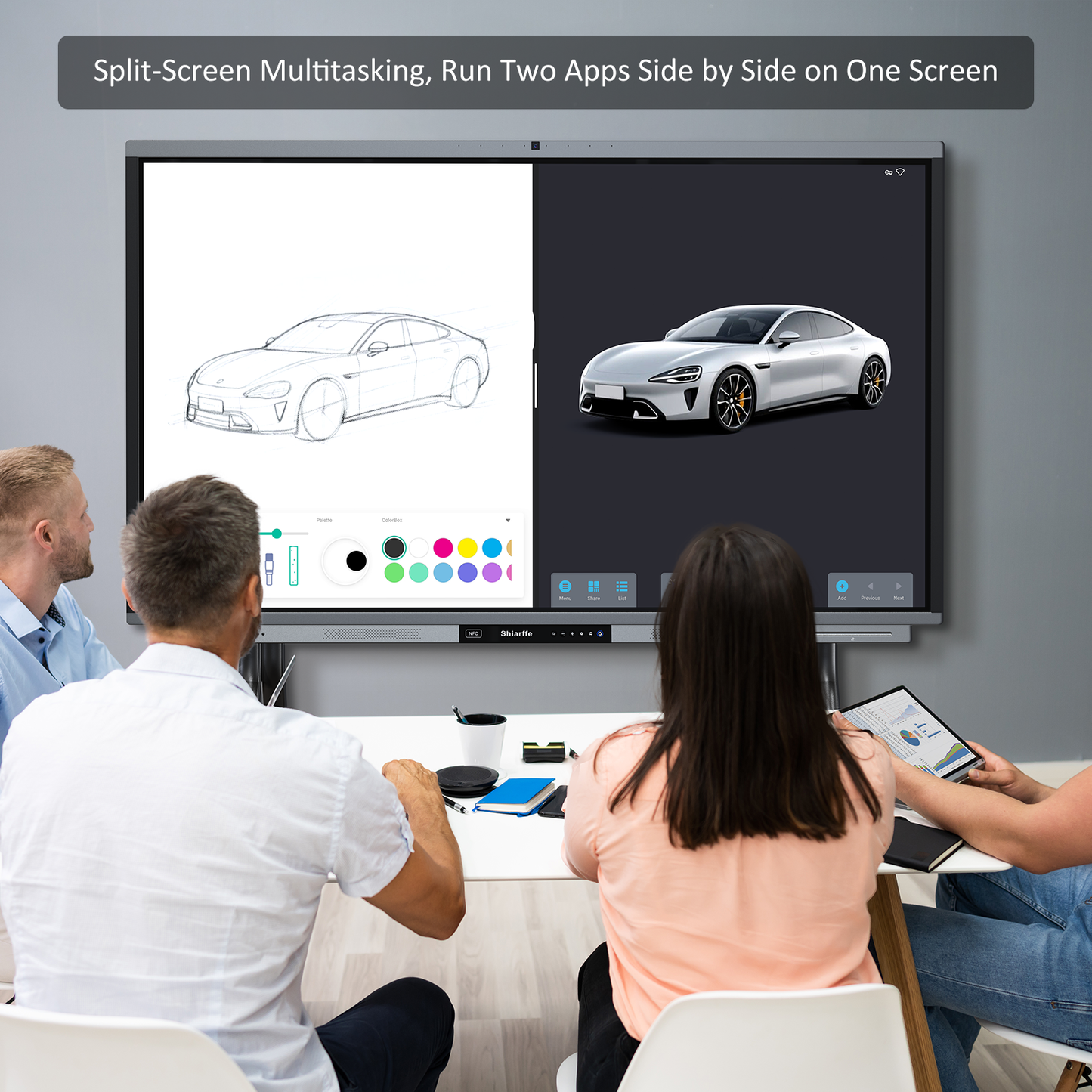 Shiarffe R9 Smart Board 65" 4K Touchscreen Display, Flagship Processor, Compatible with Google Play Store, All in One Computer Built-in AI Camera for Classroom Office Video Conference